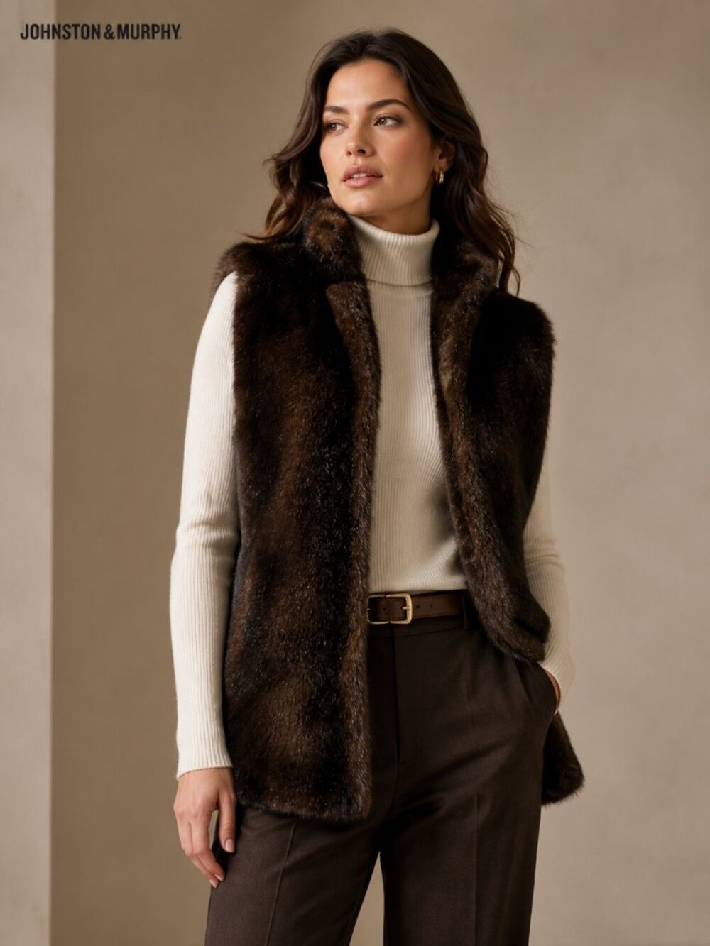 Johnston & Murphy Faux Fur Vest – Size S | Quiet Luxury | Old Money 0616